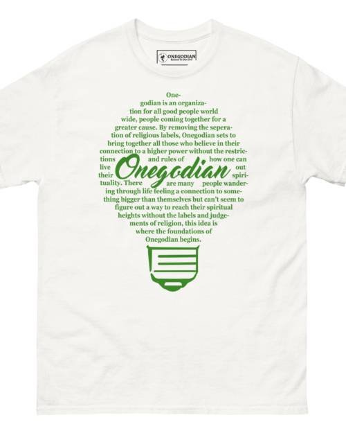 The Onegodian Idea – Unisex classic T-Shirt – White Lightbulb Green