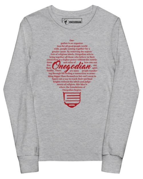 The Onegodian Idea – Youth long sleeve tee – Red Lightbulb