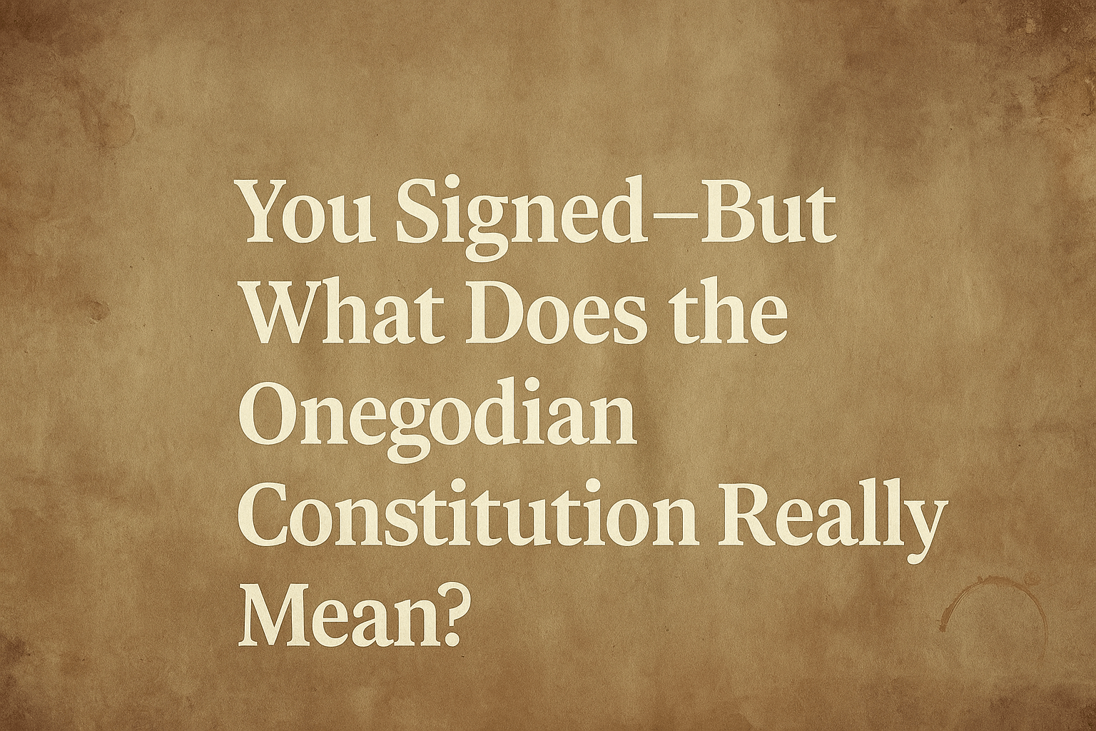 You Signed—But What Does the Onegodian Constitution Really Mean?